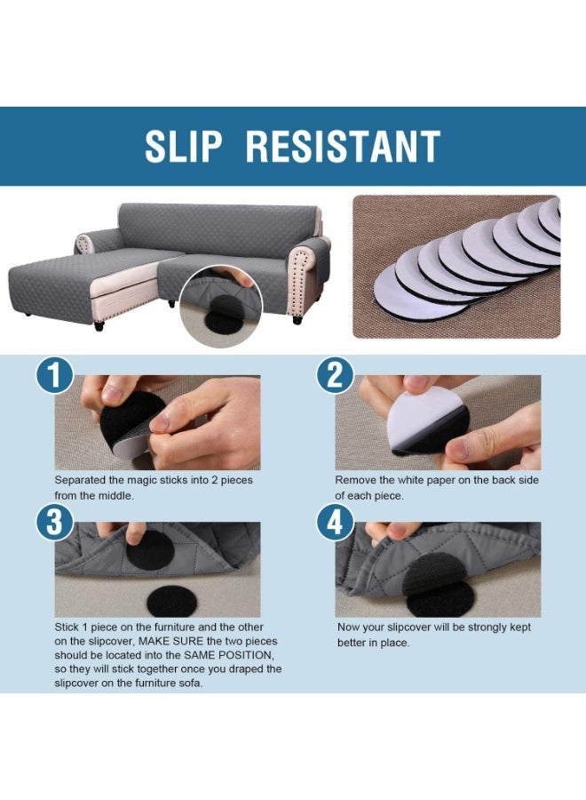 Sofa Covers L Shape Couch Covers for Reversible Sectional Sofa Chaise Lounge Sofa Cover Slipcovers Furniture Protector for Dogs Pets, Non Slip with Straps (Grey,Large) - Image 5